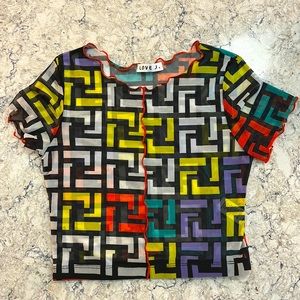 Multi colored shear crop top